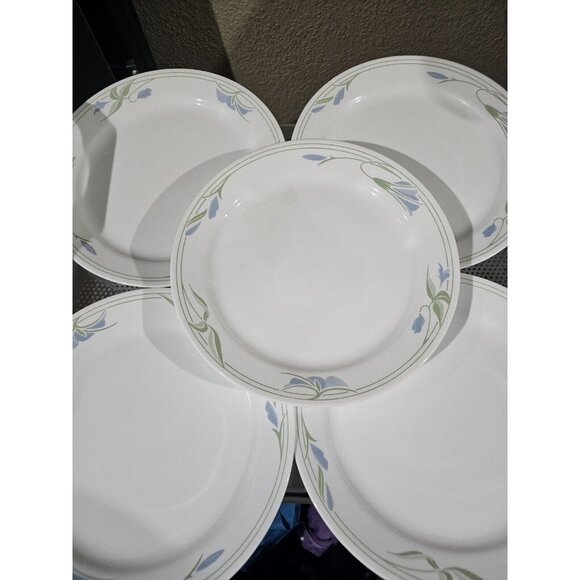 Corelle Blue Wreath Dinner Plates Set Of 5 Vintage Floral 10" - Picture 1 of 3
